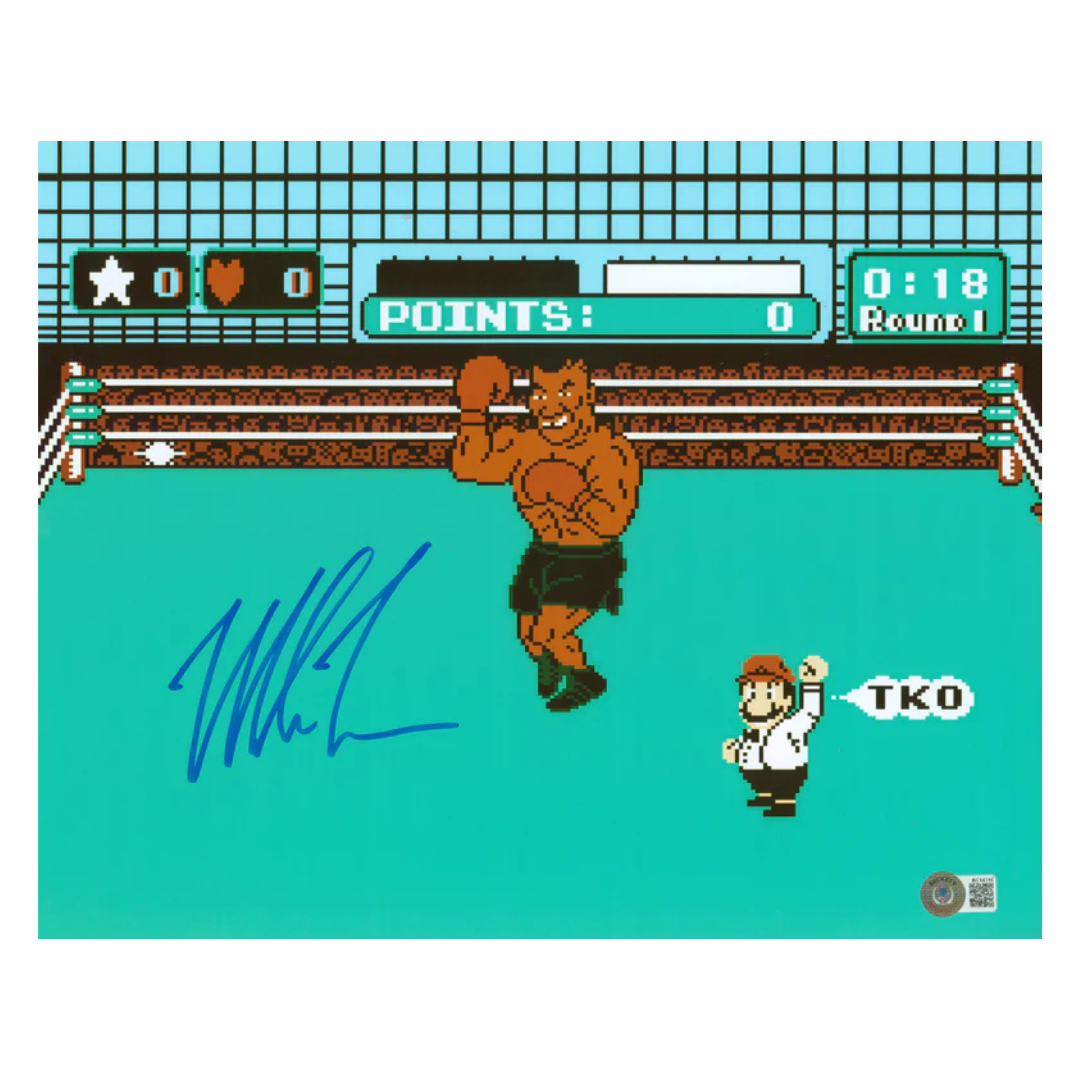 Mike Tyson Signed Boxing Print Size 11″ x 14″ with Beckett COA